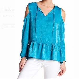 Nordstrom cold shoulder top with ruffled trim
